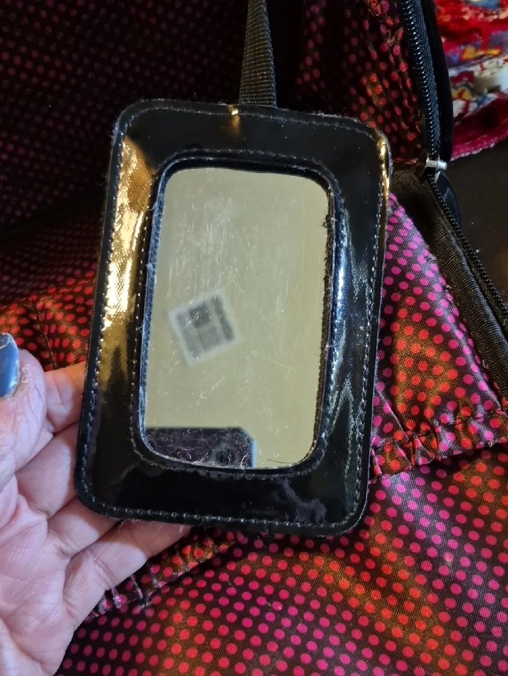 Caboodles Black Quilted Patent Makeup Case Multi Compsrtments.